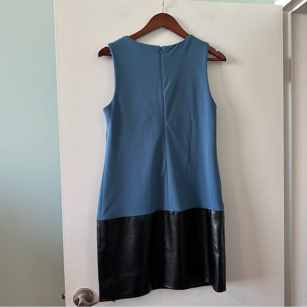 Banana Republic blue & black leather colorblock business shift dress - Picture 2 of 8